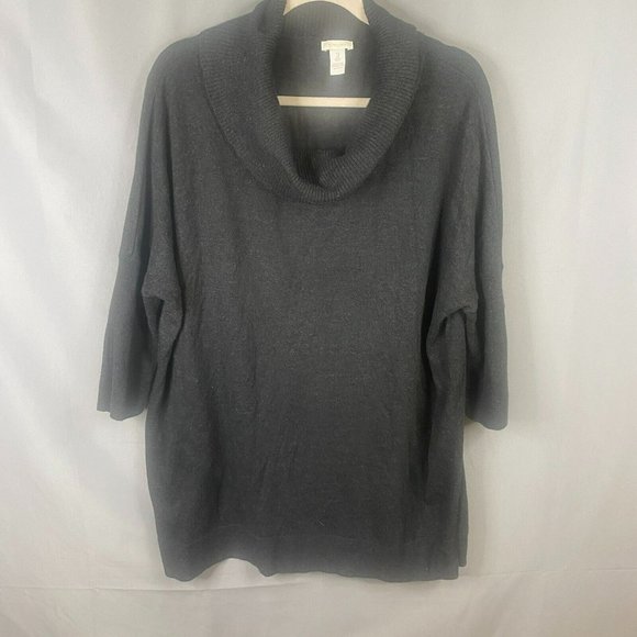 Chico's Sweaters - Chicos Sweater Womens 3 XL 16 Dark Gray Cowl Neck Tunic Pullover Relaxed Fit